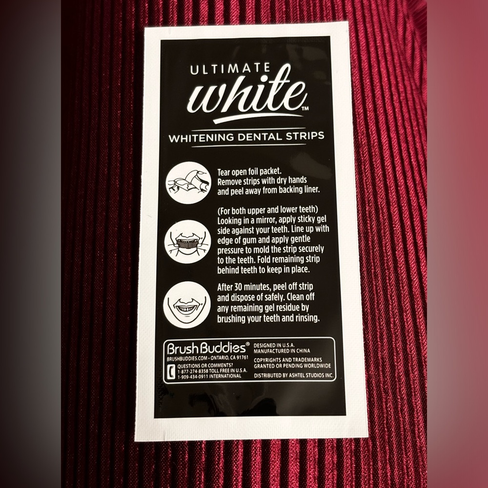 2 x Ultimate White Whitening Dental Strip Infused with Charcoal 6 Strips NWT - Picture 10 of 10